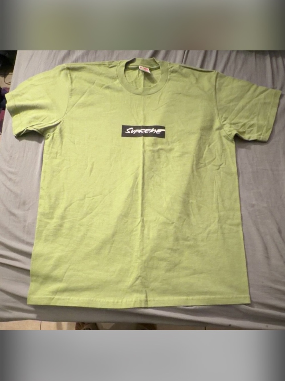 Supreme Lime Green Box Logo Tee - Center Chest Script